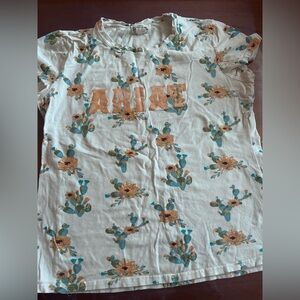 Ariat Women's Floral Print Tee - Cream and Orange